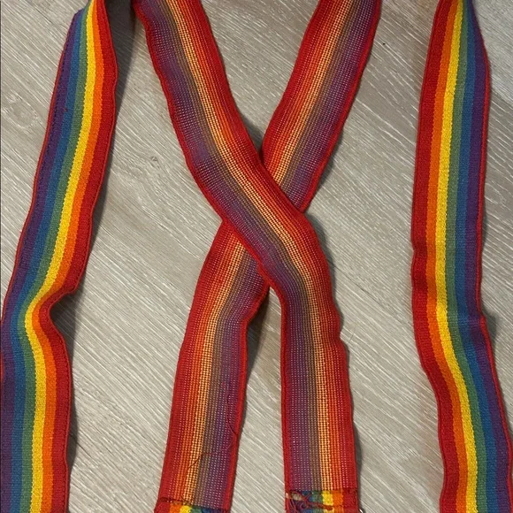 Rainbow Striped Elastic Wide Band Suspenders - Picture 6 of 8